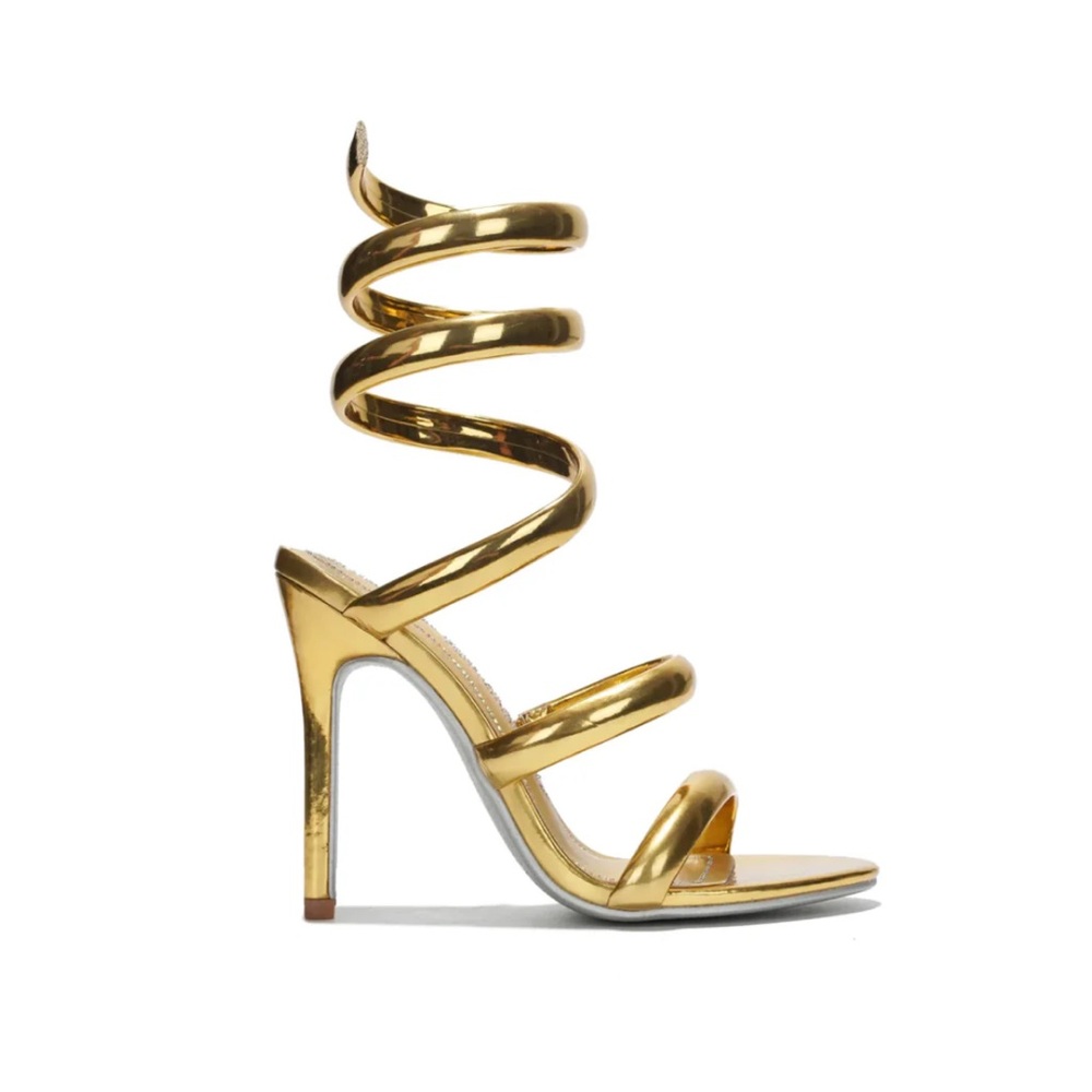 Gold heels with thick straps
